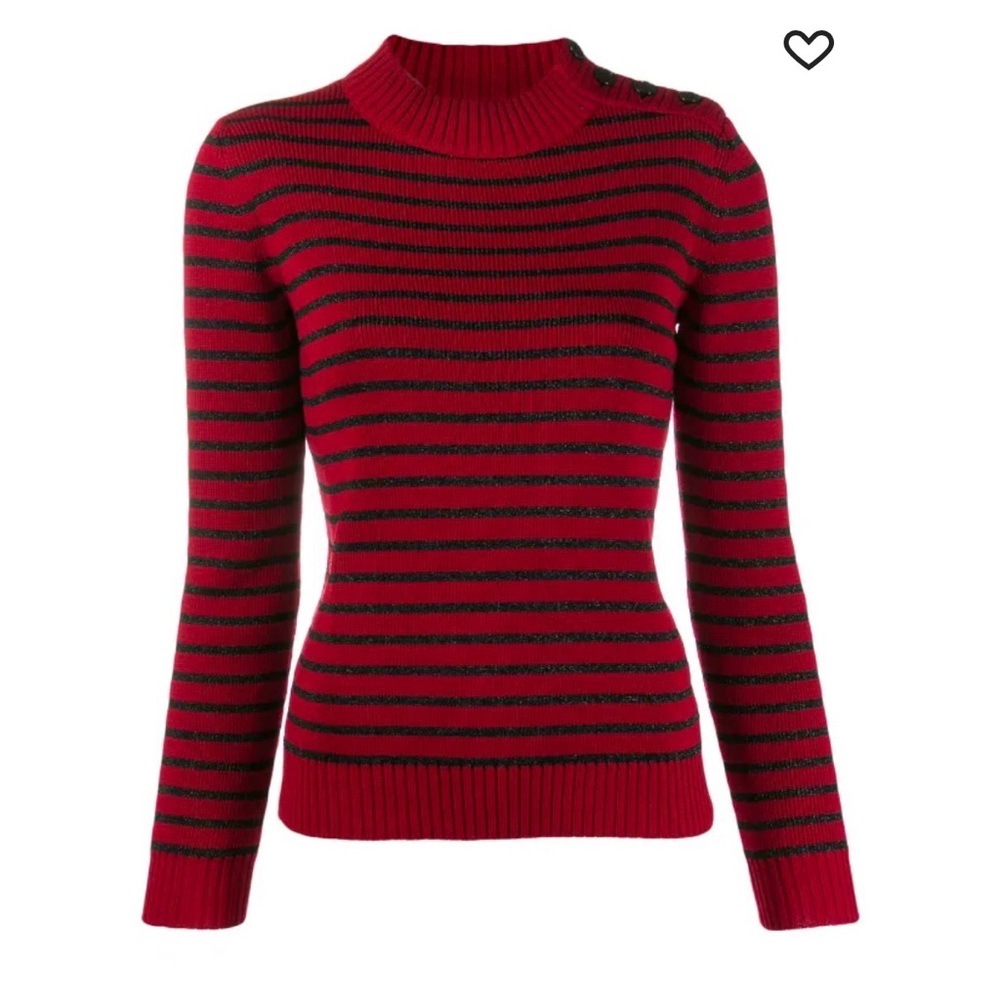 Saint Laurent Red and Black Striped Sweater